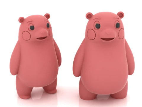Personnage mignon d'ours rose Modèle 3D