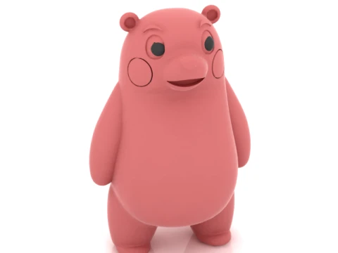 Cute Pink Bear Character 3D Model
