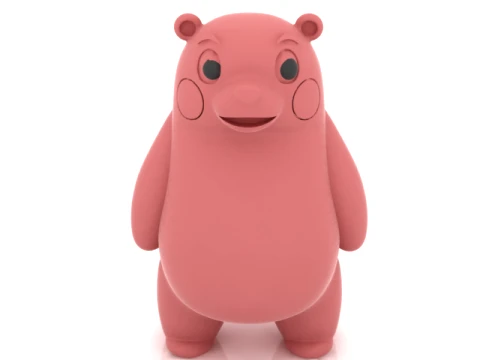 Cute Pink Bear Character 3D Model