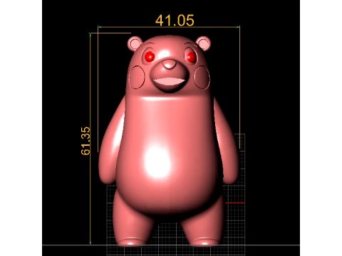 Cute Pink Bear Character 3D Model