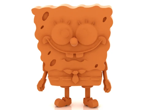 Cartoon Sea Sponge Character 3D Model