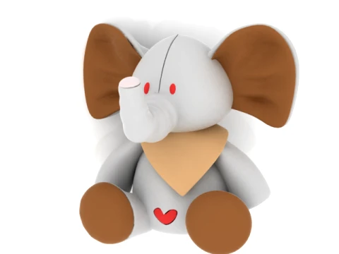 Cute Cartoon Elephant Character 3D Model