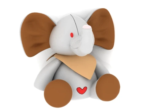 Cute Cartoon Elephant Character 3D Model