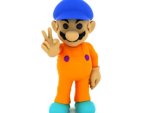Cartoon Plumber Character 3D Model
