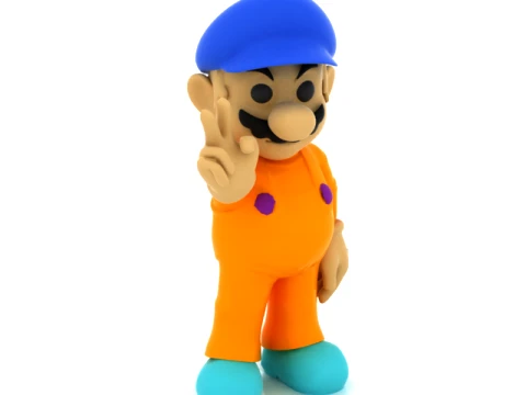 Cartoon Plumber Character 3D Model