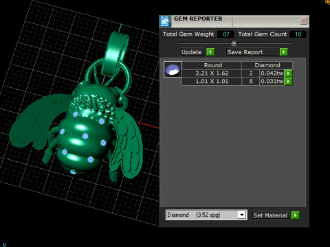 Diamond Bee Pendant 3D Model