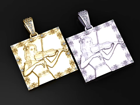 Violinist Portrait Pendant 3D Model
