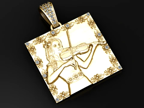 Violinist Portrait Pendant 3D Model
