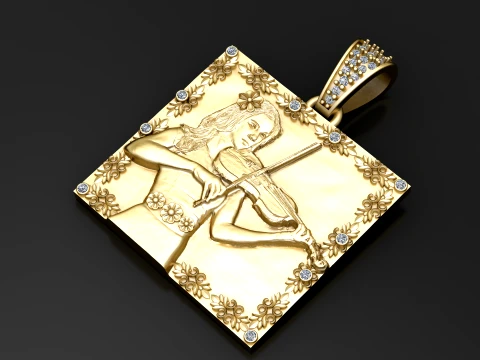 Violinist Portrait Pendant 3D Model