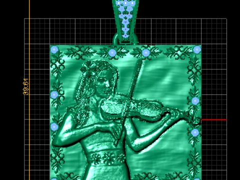 Violinist Portrait Pendant 3D Model