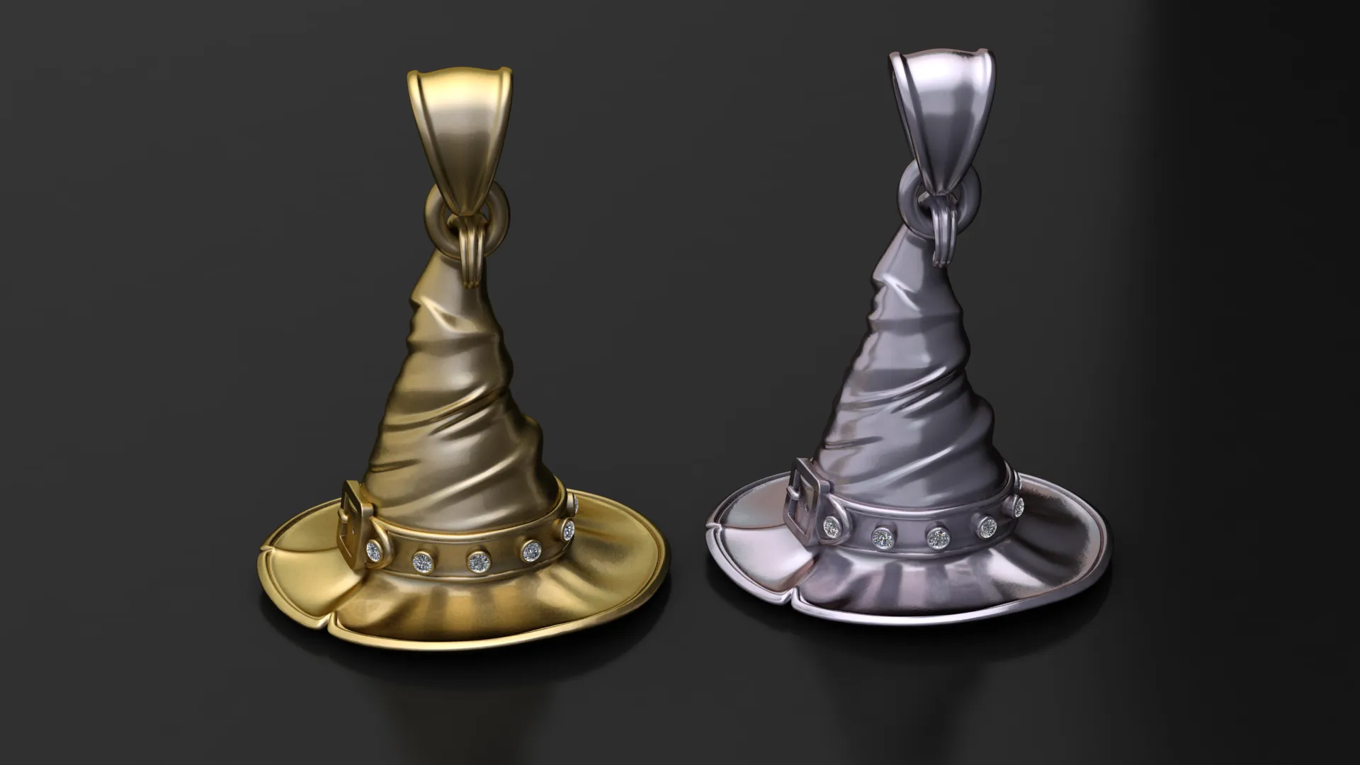 Witch Hat Pendant 3D Model .c4d .max .obj .3ds .fbx .stl .blend 