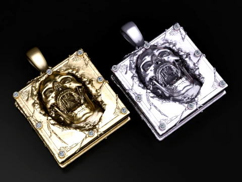 Screaming Skull Book Pendant 3D Modell