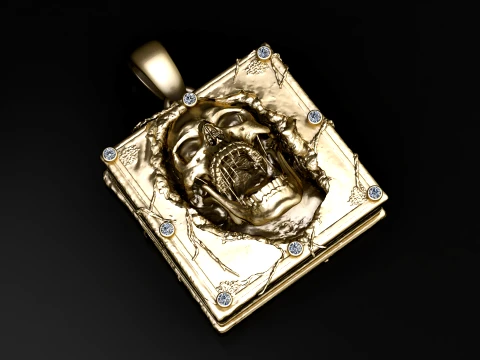 Screaming Skull Book Pendant 3D Model
