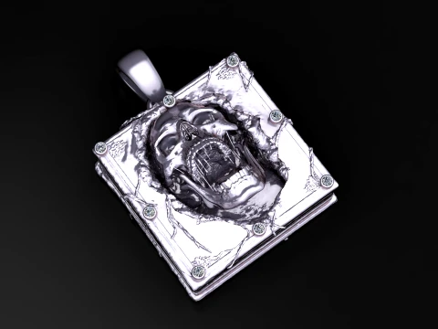 Screaming Skull Book Pendant 3D Model
