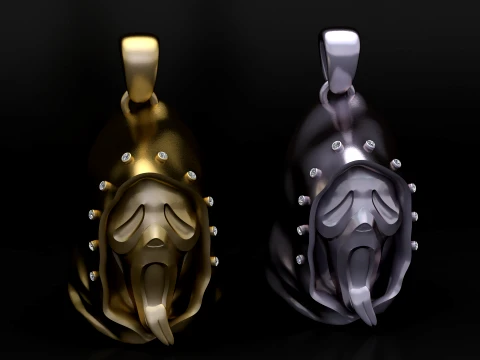 Scream Mask Hood Pendant Modelo 3D