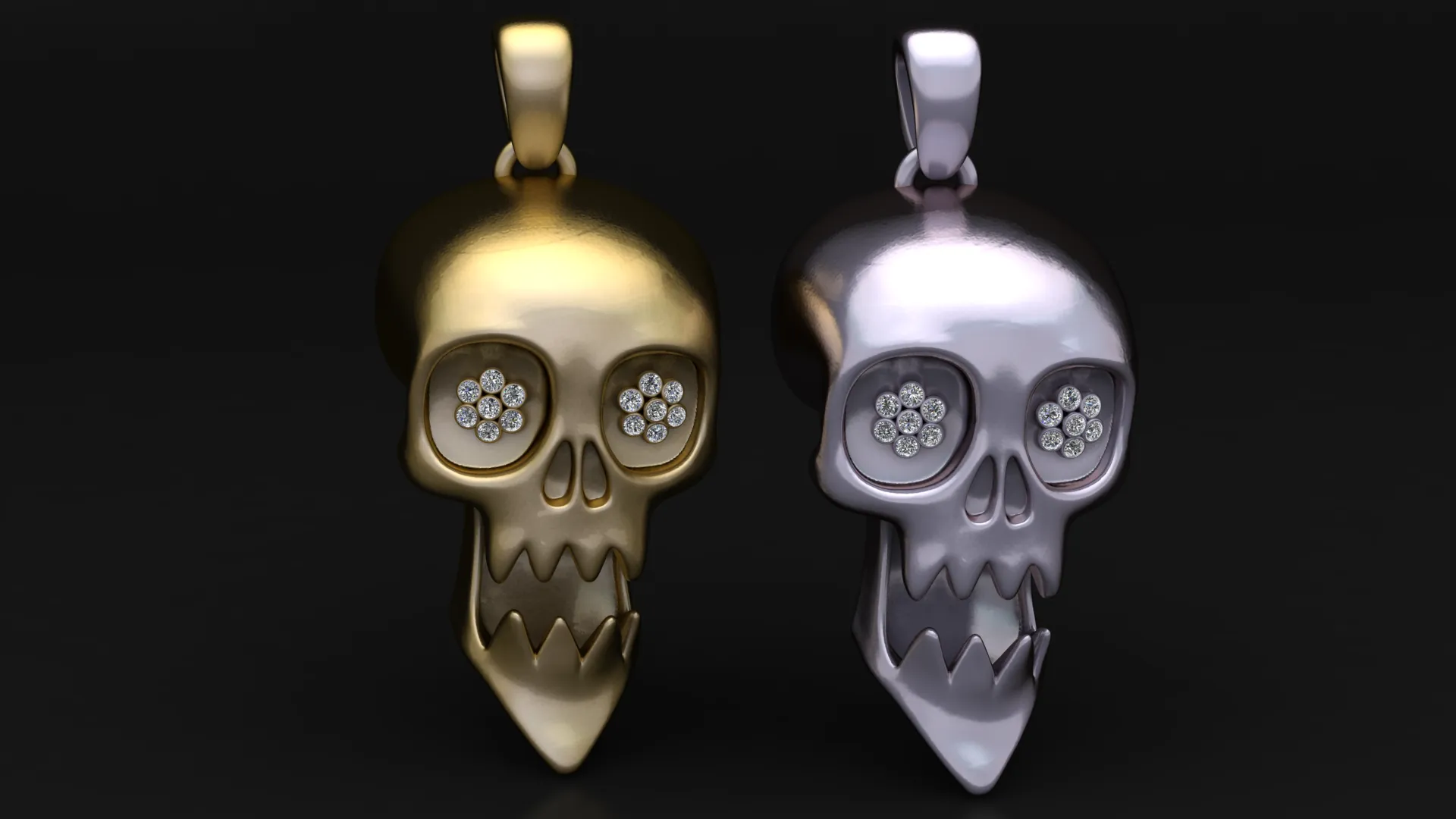 Diamond Eyes Skull Pendant 3D Model .c4d .max .obj .3ds .fbx .stl .blend 