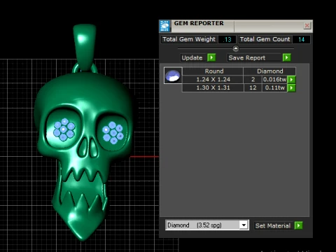 Diamond Eyes Skull Pendant 3D Model