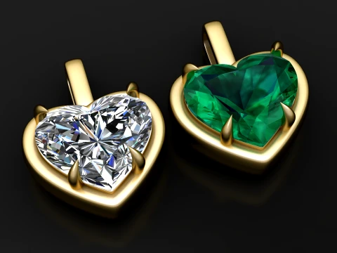 Heart Gemstone Pendant Model 3D