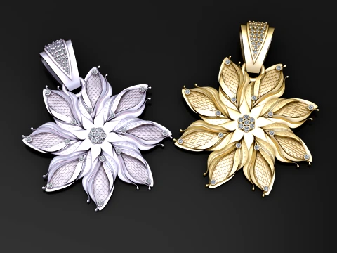 Diamond Floral Bloom Pendant 3D Modell