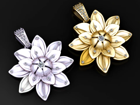 Layered Lotus Flower Pendant 3D Modell