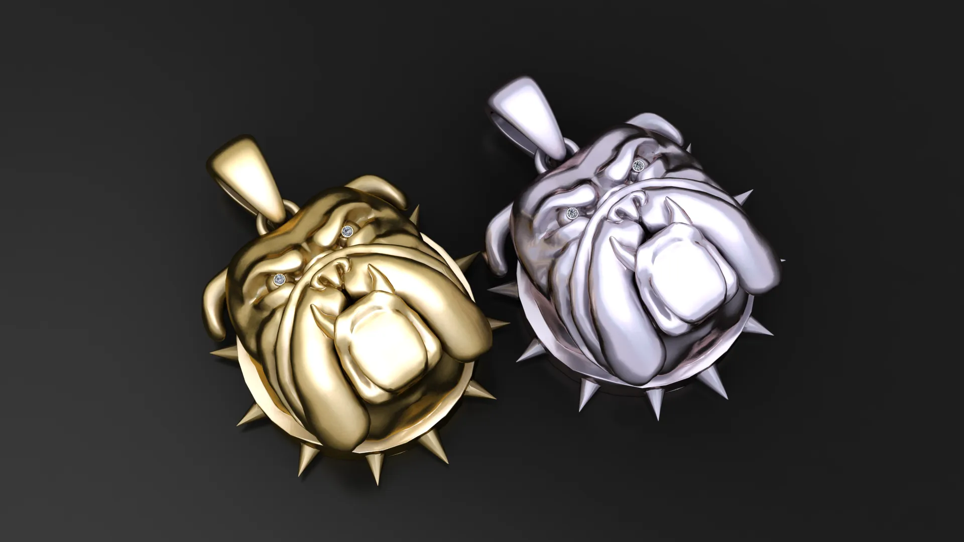 Bulldog Head Pendant 3D Model .c4d .max .obj .3ds .fbx .stl .blend 