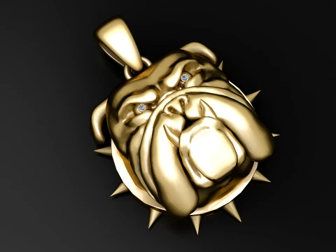 Bulldog Head Pendant 3D Model