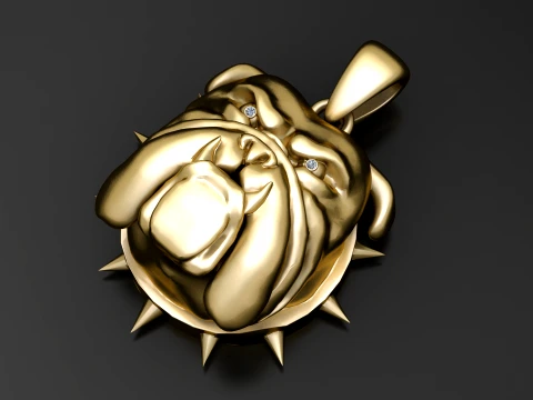 Bulldog Head Pendant 3D Model