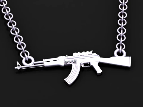 Gold Rifle Chain Pendant 3D Model