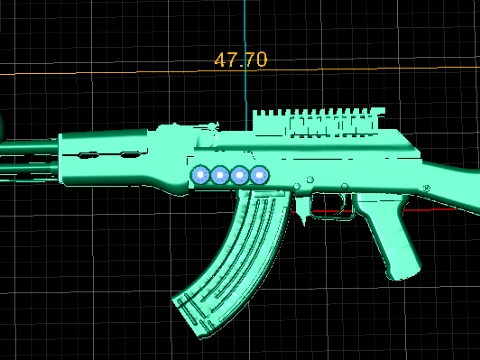 Gold Rifle Chain Pendant 3D Model