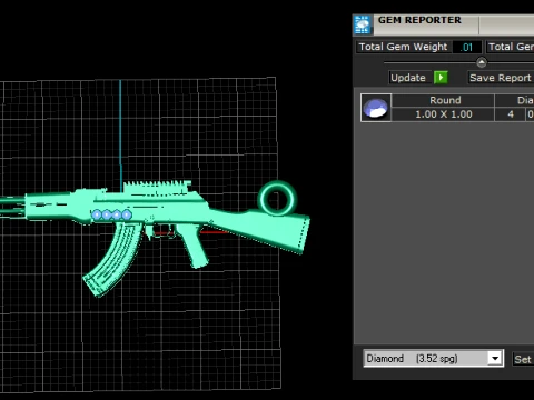 Gold Rifle Chain Pendant 3D Model