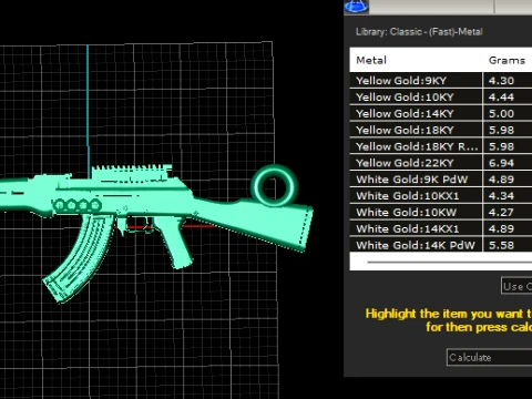 Gold Rifle Chain Pendant 3D Model