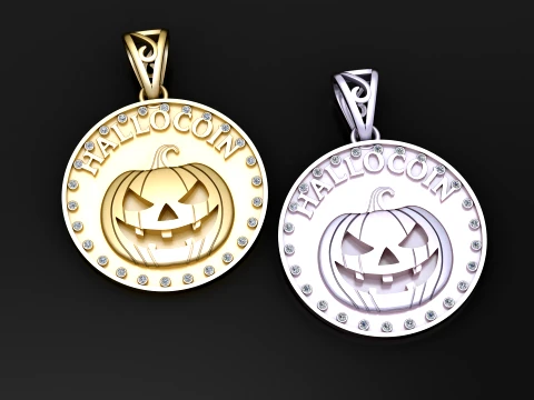 Halloween Pumpkin Medallion Pendant 3Dモデル