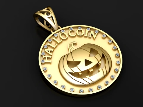 Halloween Pumpkin Medallion Pendant 3D Model
