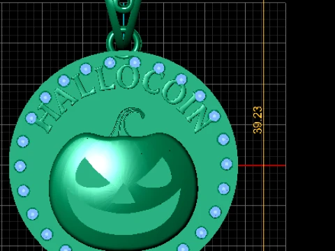 Halloween Pumpkin Medallion Pendant 3D Model