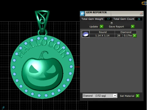 Halloween Pumpkin Medallion Pendant 3D Model