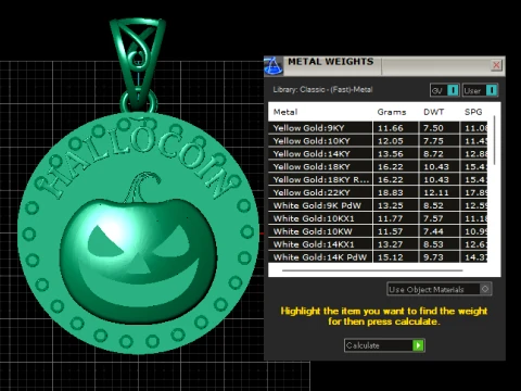 Halloween Pumpkin Medallion Pendant 3D Model