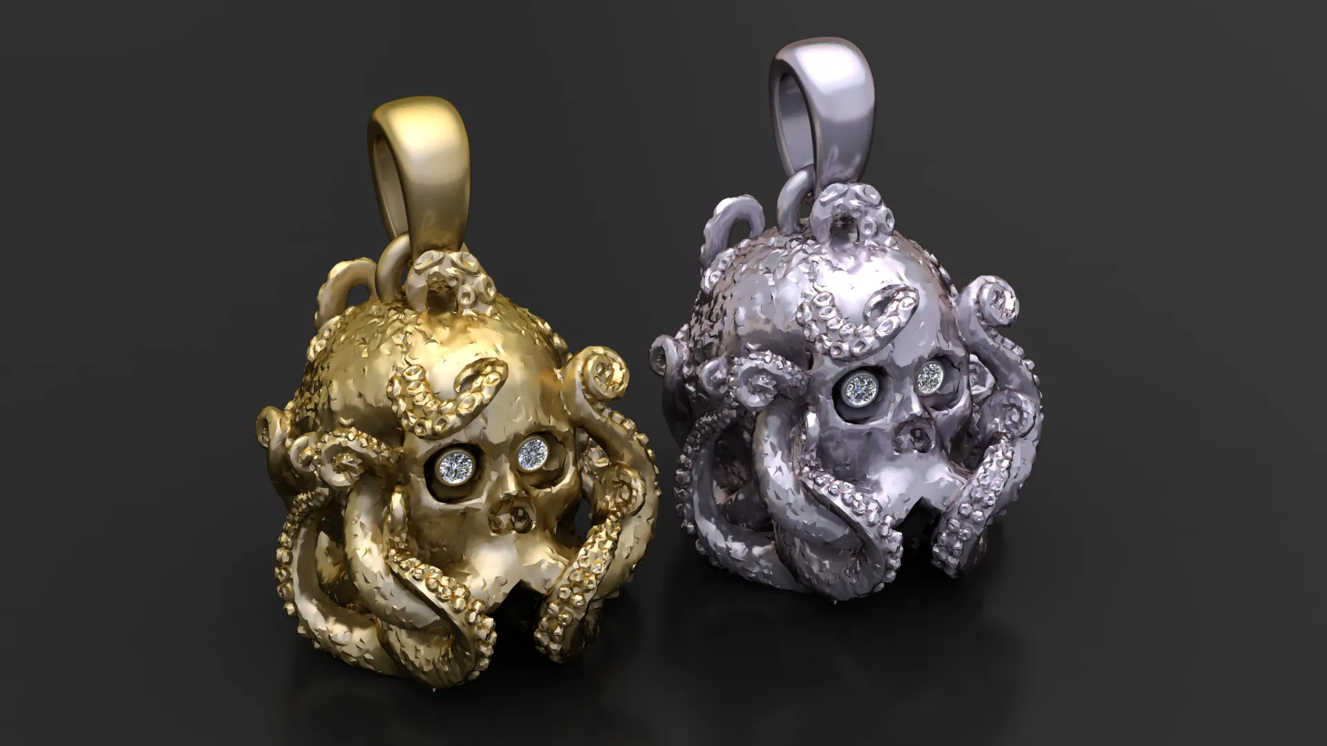 Octopus Skull Pendant 3D Model .c4d .max .obj .3ds .fbx .stl .blend 
