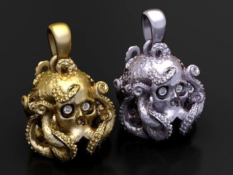 Octopus Skull Pendant 3D Modell