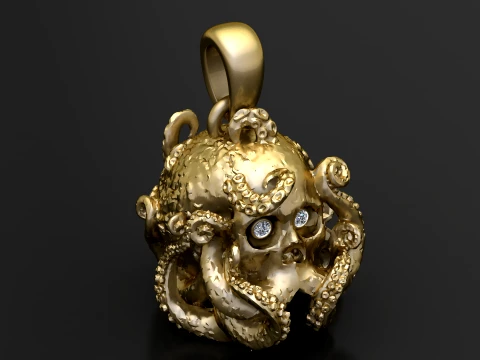 Octopus Skull Pendant 3D Model