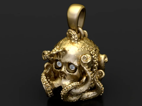 Octopus Skull Pendant 3D Model