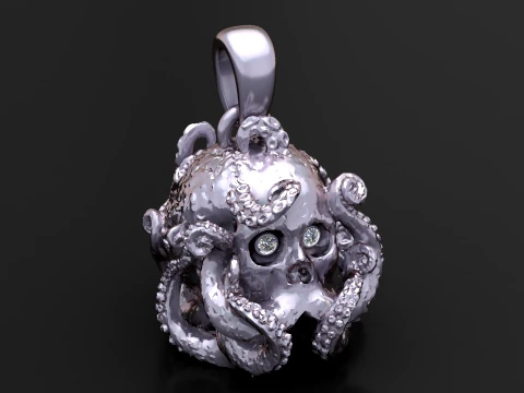 Octopus Skull Pendant 3D Model