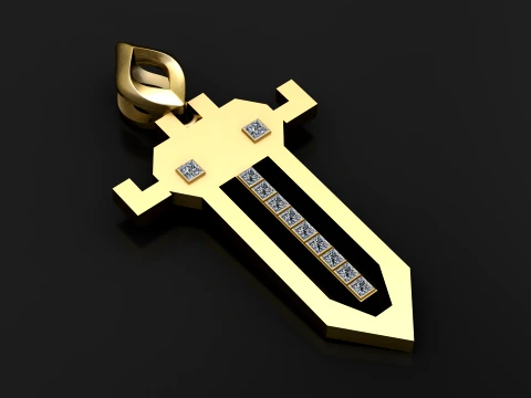 Geometric Sword Pendant 3D Model