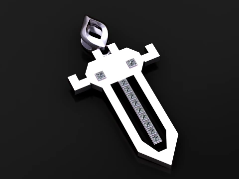 Geometric Sword Pendant 3D Model