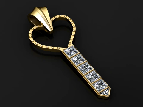 Heart Key Pendant 3D Model