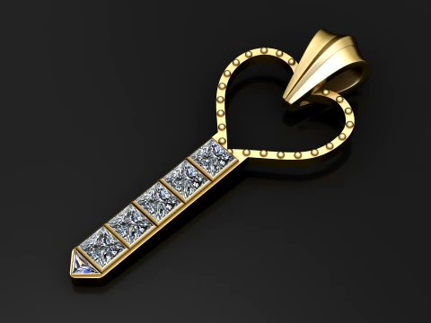 Heart Key Pendant 3D Model