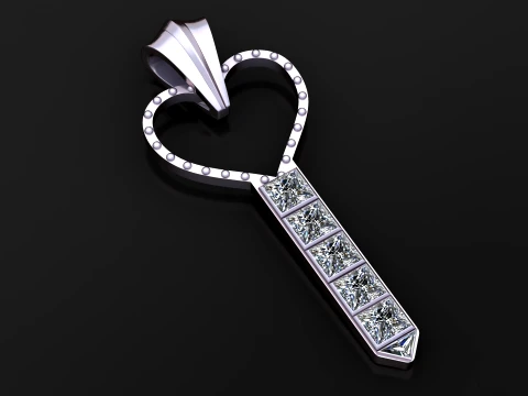 Heart Key Pendant 3D Model