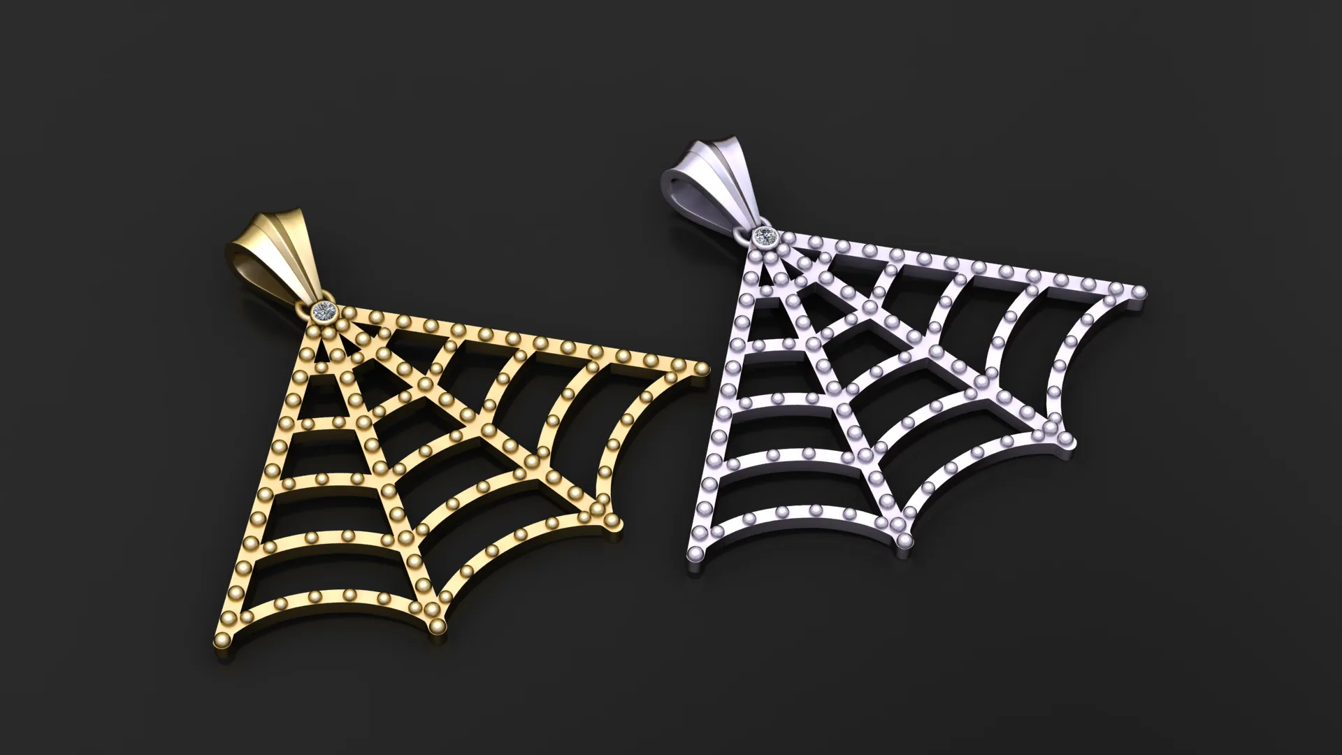 Corner Spider Web Pendant 3D Model .c4d .max .obj .3ds .fbx .stl .blend 