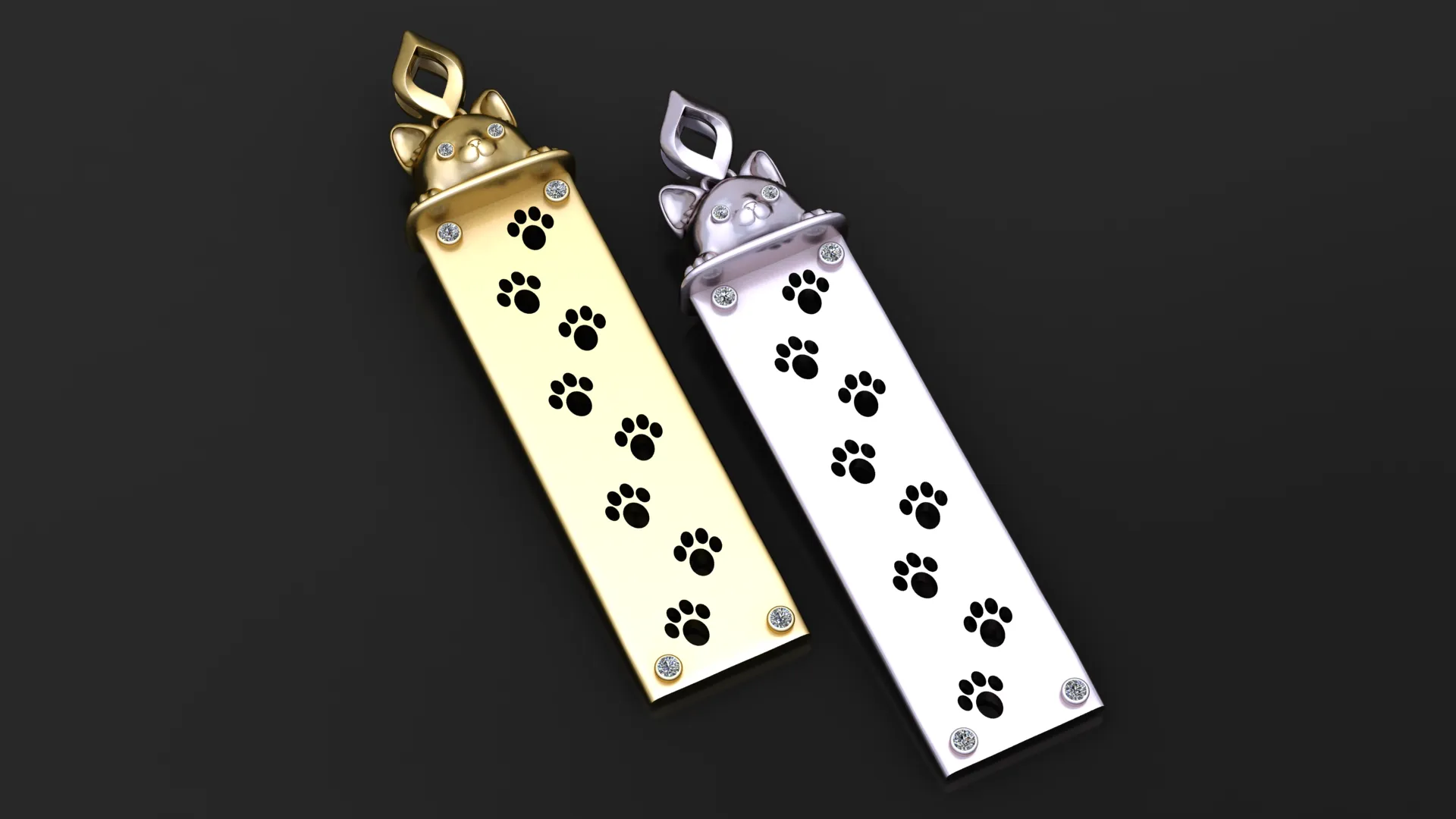 Cat Paw Pendant 3D Model .c4d .max .obj .3ds .fbx .stl .blend 