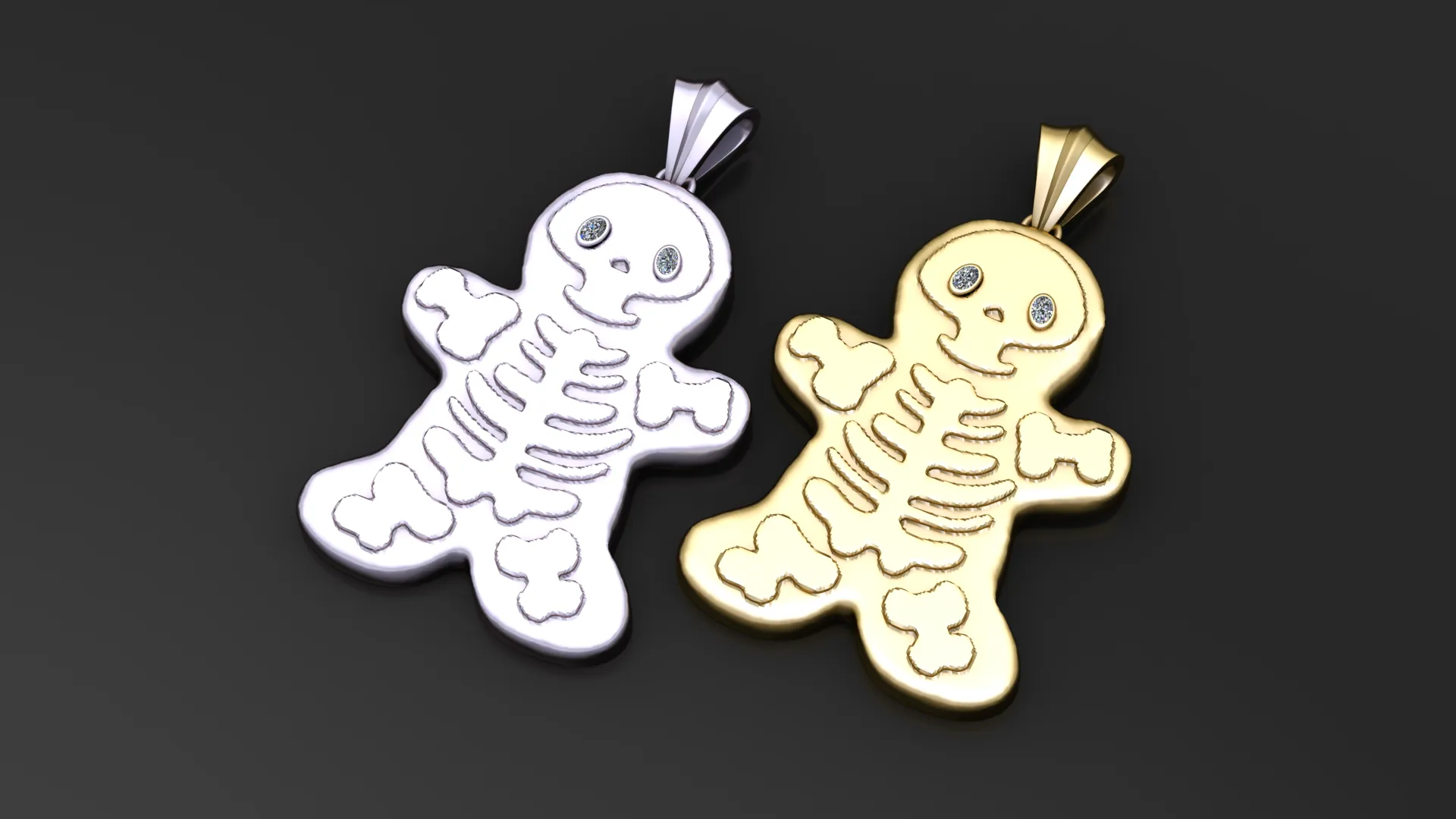 Skeleton Pendant 3D Model .c4d .max .obj .3ds .fbx .stl .blend 