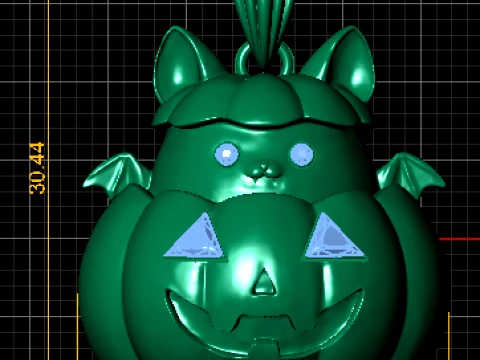 Pumpkin Bat Cat Pendant 3D Model